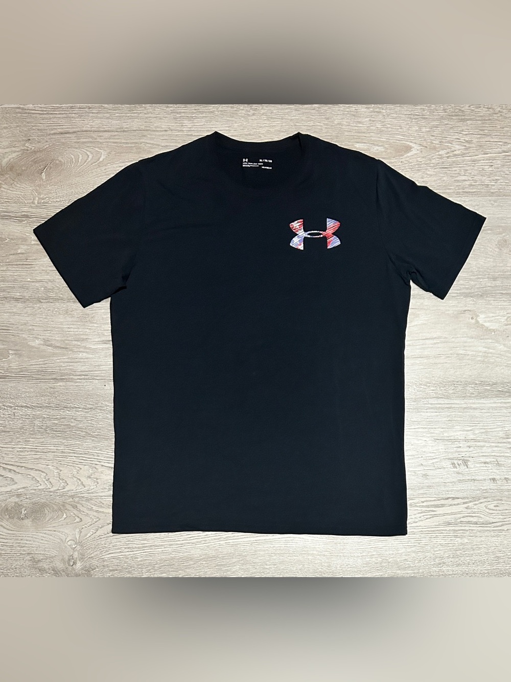 Under Armour Black Short Sleeve Tee with USA Coloured Deer Print